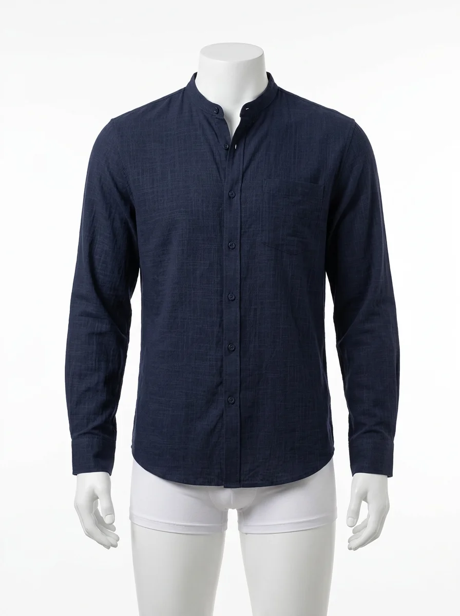Chemise col mao coton homme allure minimaliste - Vue 1 - Chemise col mao