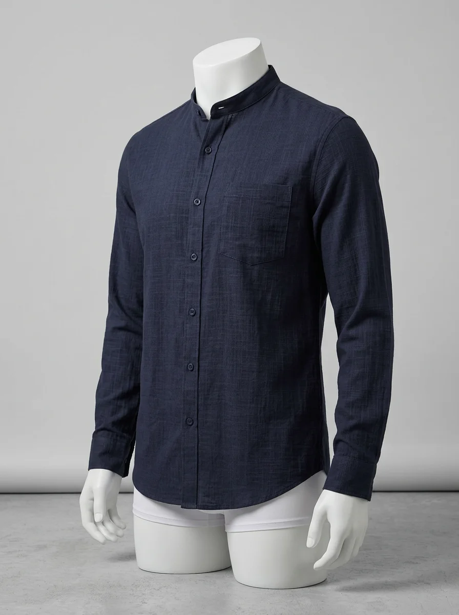 Chemise col mao coton homme allure minimaliste - Vue 2 - Chemise col mao