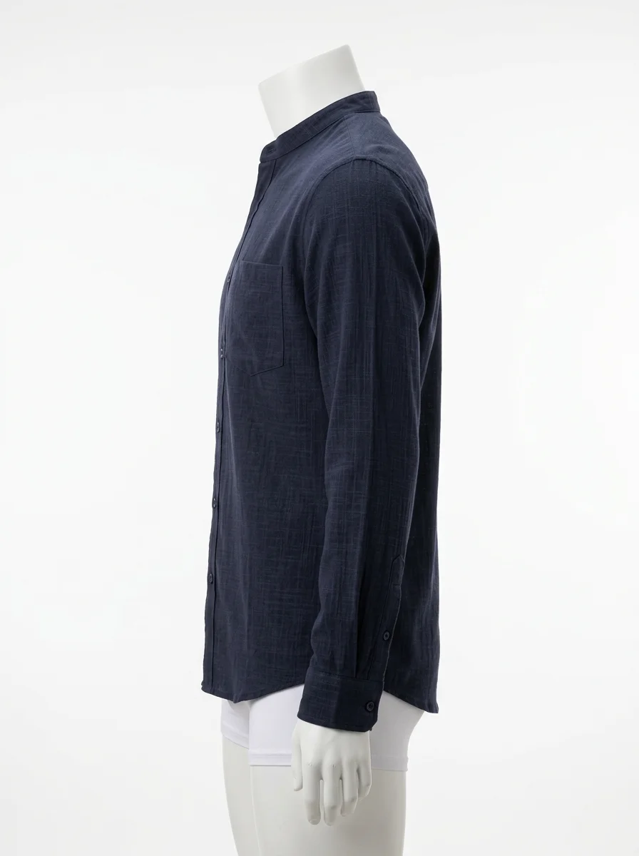 Chemise col mao coton homme allure minimaliste - Vue 3 - Chemise col mao
