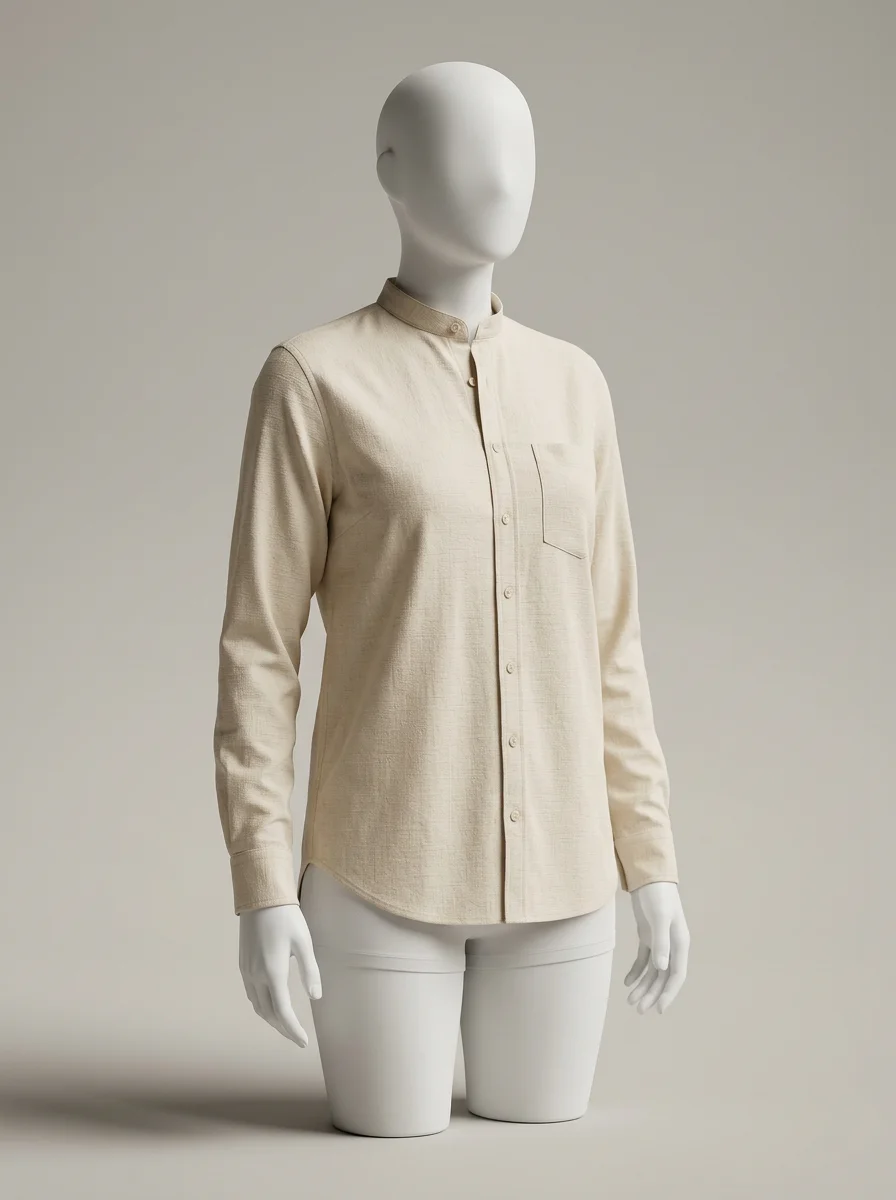 Chemise col mao coton homme allure minimaliste - Vue 4 - Chemise col mao