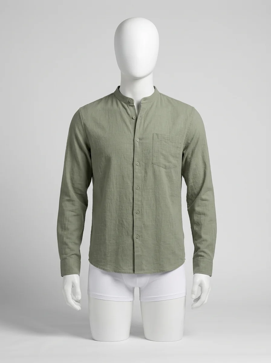 Chemise col mao coton homme allure minimaliste - Vue 7 - Chemise col mao