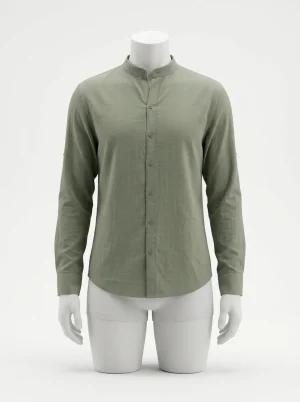 Chemise col mao coton lin homme moderne voyage - Vue 1 - Chemise col mao