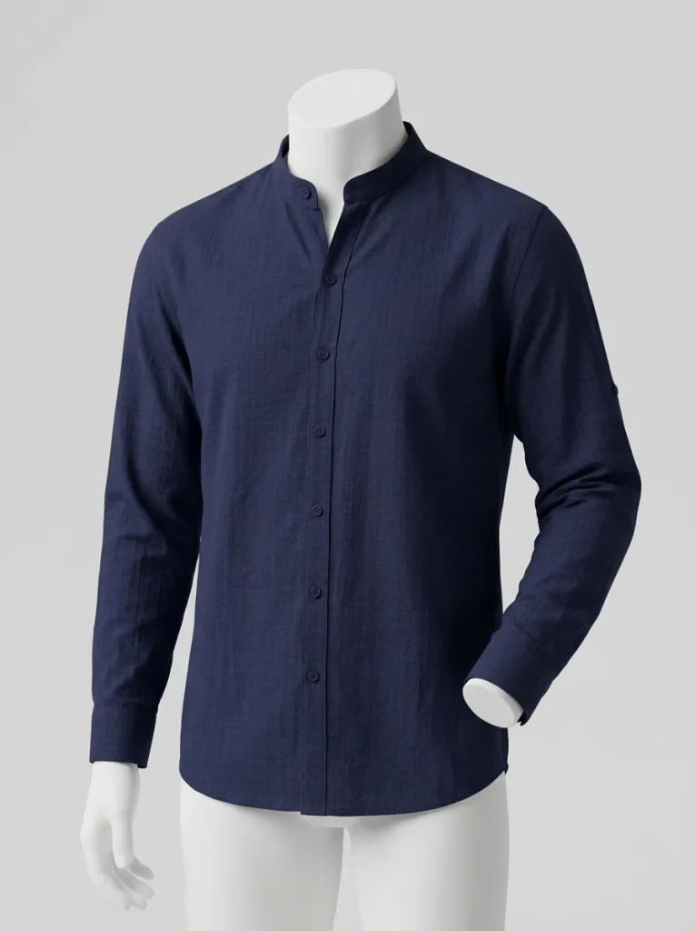 Chemise col mao coton lin homme moderne voyage - Vue 6 - Chemise col mao