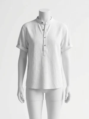 Chemise col mao coton lin homme plage respirant - Vue 1 - Chemise col mao