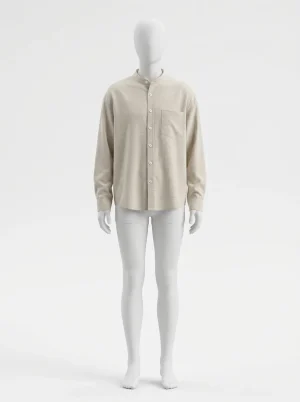 Chemise col mao coton lin japonais ample plein air - Vue 1 - Chemise col mao