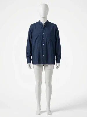 Chemise col mao lin homme ample extérieur voyage - Vue 1 - Chemise col mao
