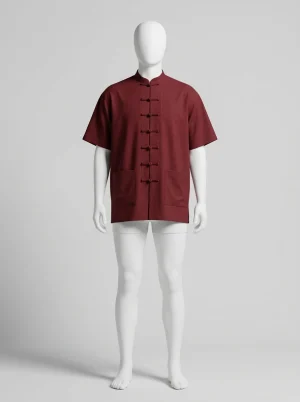 Chemise col mao oversize homme style chinois rétro - Vue 1 - Chemise col mao